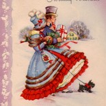 Old Fashioned Christmas Shopping Postcard