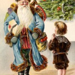 Victorian Santa Claus and Boy Vintage Postcard