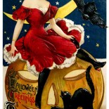 Vintage Halloween Girl Postcard