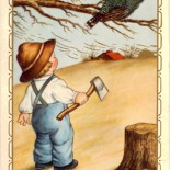 The Boy and the Turkey Thanksgiving Postcard
