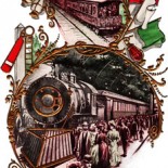 Christmas Train with Flags