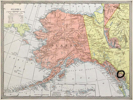 Map of Alaska showing Wrangell