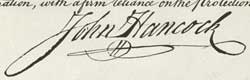 Signature of John Hancock on the Declaration of Independence.