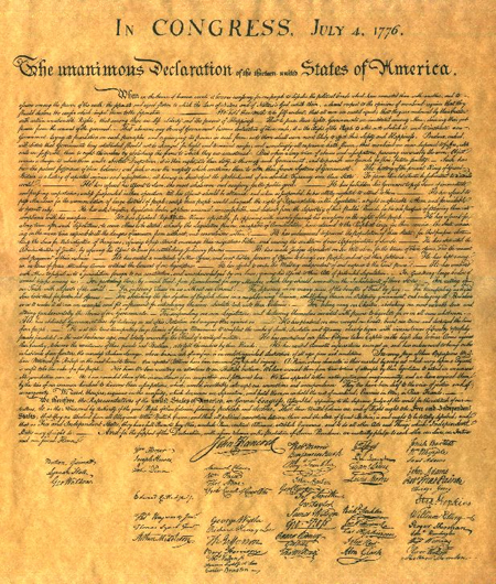 Enhanced image of the Declaration of Independence