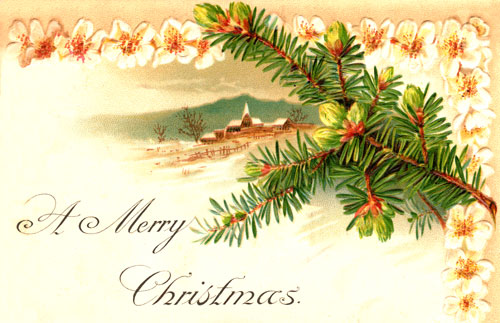 A Merry Christmas 1909 vintage Postcard