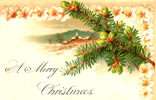 A Merry Christmas 1909 vintage Postcard
