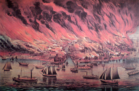 Currier and Ives Lithograph - The Great Chicago Fire