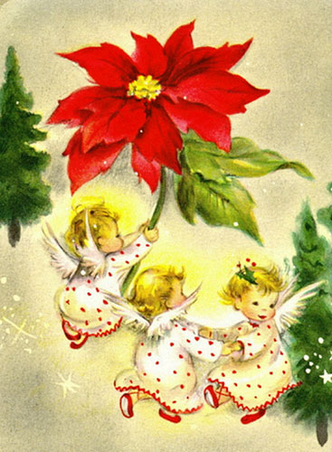 Dancing Baby Angels Christmas Postcard