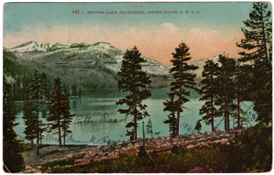 Vintage Donner Lake Postcard written by Patty Reed