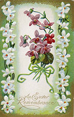Easter Flowers Vintage Postcard