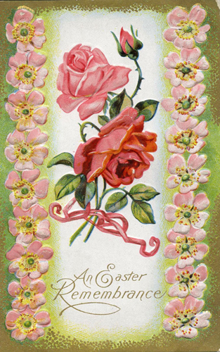 Easter Roses Vintage Postcard