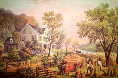 Vintage Currier & Ives Reprint of The Farmer's Home Harvest