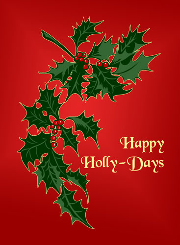 Happy Holly Days Christmas Postcard
