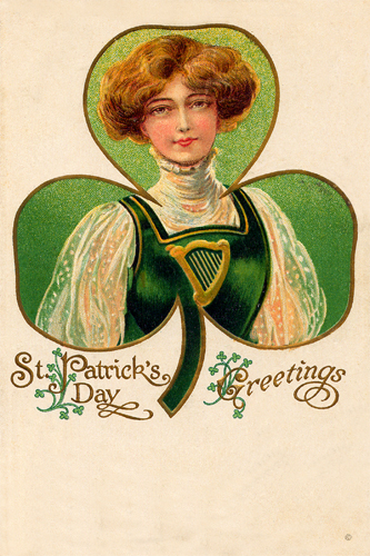 Irish Lass St. Patrick's Day Vintage Postcard