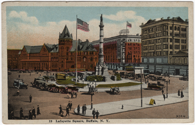 Lafayette Square Vintage Buffalo New York Postcard