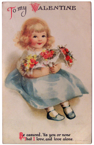 Vintage Postcard of a Little Girl with Flowers