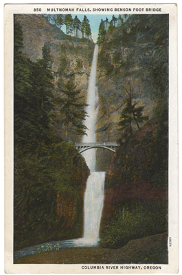 Vintage Postcard of Multnomah Falls in Oregon