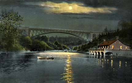 Vintage Postcard of Panther Hollow Lake by Night