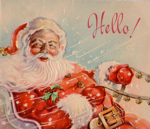 Santa's Sleigh Ride Vintage Postcard