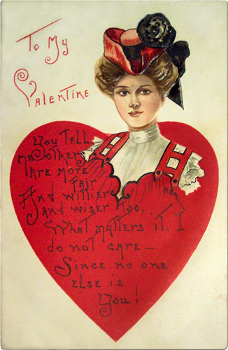 Vintage Valentine Love Postcard with Poem