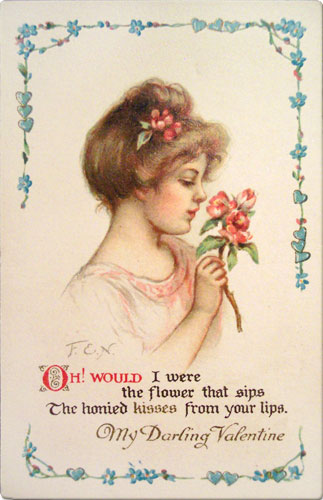 Vintage Valentine's Day Postcard with Love Poem