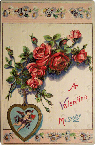 Vintage Roses Valentine's Day Postcard