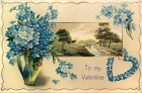 Vintage Forget-Me-Not Valentine Postcard
