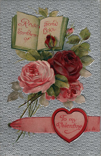 Vintage Valentine Postcard of Roses