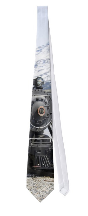 Western Steam Train Neck Tie Old fashioned train steam engine in the snowy mountains neck tie.