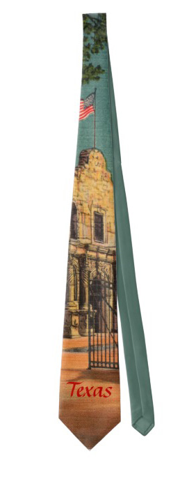 Vintage Texas neck tie featuring The Alamo.